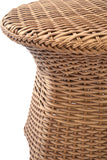 Close-up left side view of Emmett Bistro Set End Table, highlighting its textured wicker design and strong frame, perfect for Oakville, ON outdoor spaces.