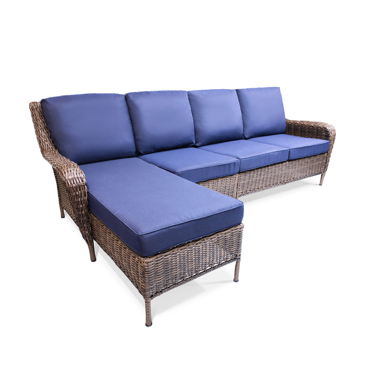 Cambridge sectional set featuring left arm chaise, middle armless chair, and right arm loveseat, displayed from a different angle