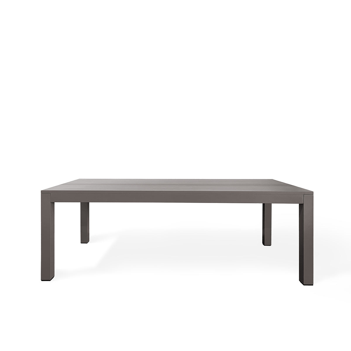 Cosmos 90" aluminum outdoor dining table with slatted top, powder-coated frame, and umbrella hole, ideal for Oakville patios, seating up to 8 people.