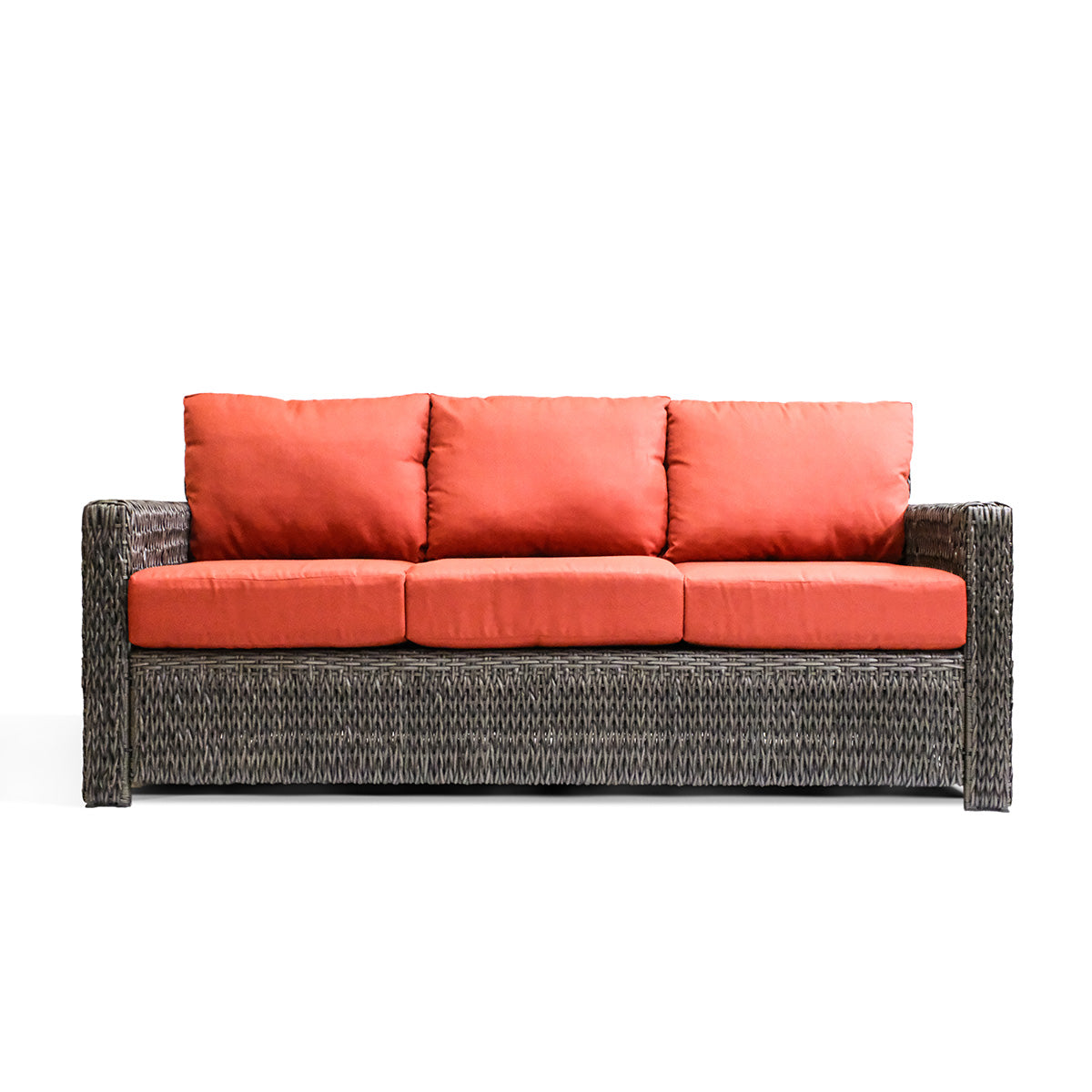 Laguna Point wicker outdoor sofa with deep seating, weather-resistant cushions, and powder-coated steel frame, perfect for Oakville patios.